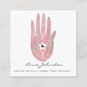 Watercolor Palm and Star Square Business Card