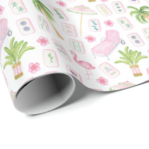 Watercolor Palm Beach Mahjong Wrapping Paper