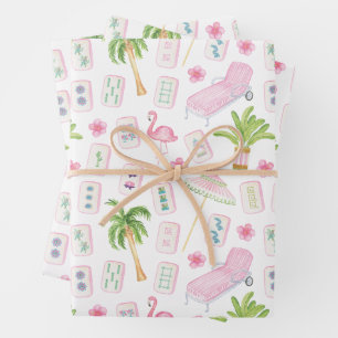 Watercolor Palm Beach Mahjong Wrapping Paper Sheet