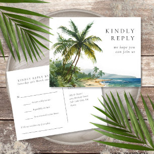 Watercolor Palm Beach Song Request RSVP Postcard