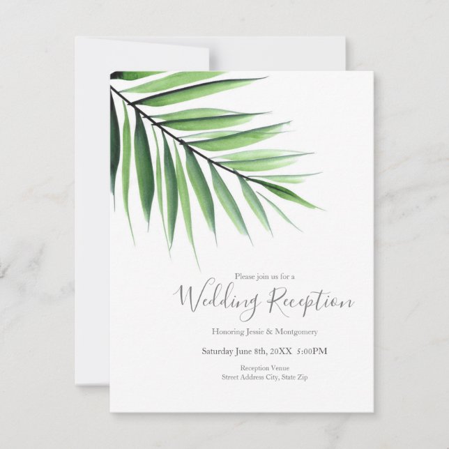 Watercolor Palm  Invitation (Front)