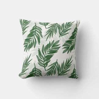 Watercolor Palm Leaf Pattern Art Cushion