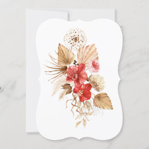 Watercolor palm leave orchid invitation
