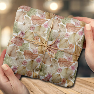 Watercolor Palm Leaves and Roses Tissue Paper