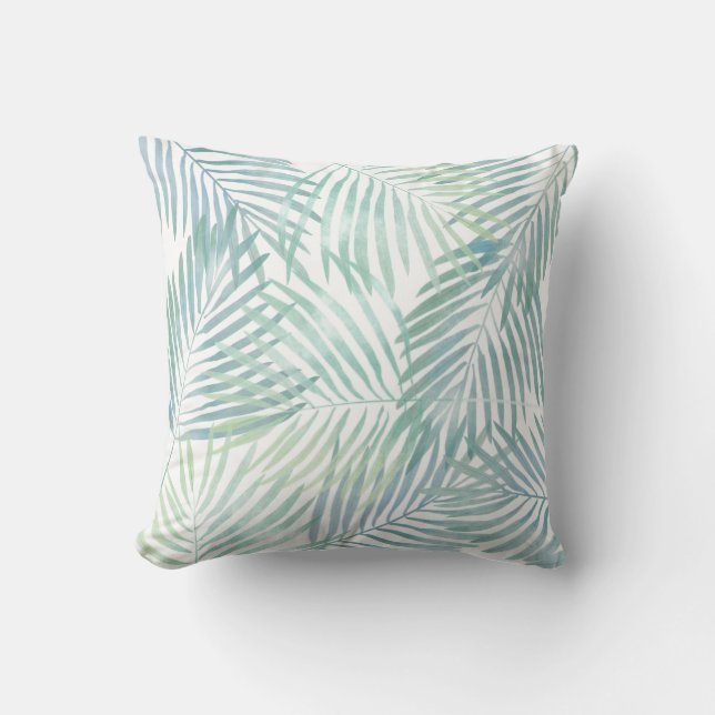 Watercolor Palm Leaves Cushion (Front)