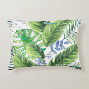 Watercolor palm leaves, exotic seamless background decorative cushion