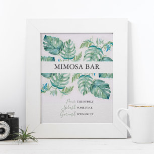 Watercolor Palm Leaves Mimosa Bar Poster