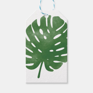 Watercolor palm leaves pattern gift tags