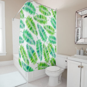 Watercolor palm leaves pattern shower curtain