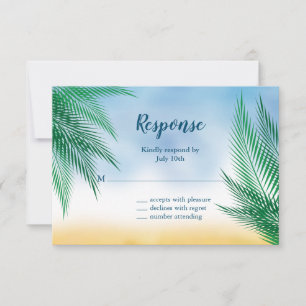 Watercolor Palm Leaves RSVP Card