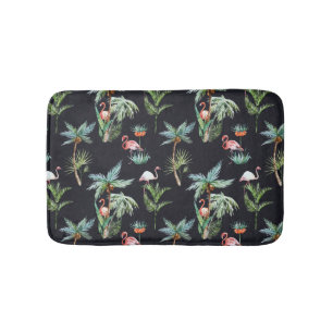 Watercolor Palm Pattern Bath Mat