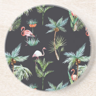 Watercolor Palm Pattern Coaster