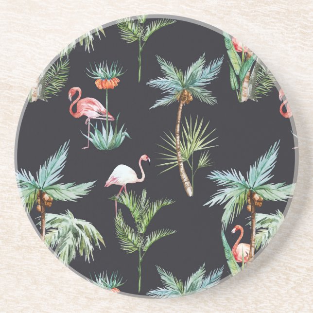 Watercolor Palm Pattern Coaster (Front)