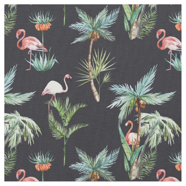 Watercolor Palm Pattern Fabric (Close Up)