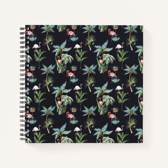 Watercolor Palm Pattern Notebook (Front)