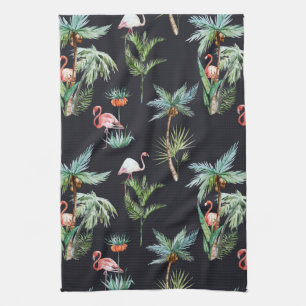 Watercolor Palm Pattern Tea Towel