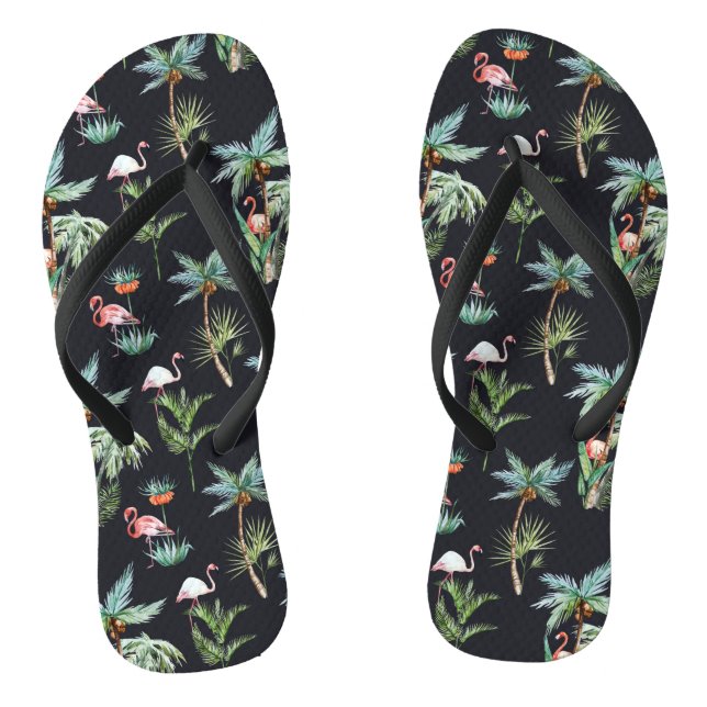 Watercolor Palm Pattern Thongs (Footbed)