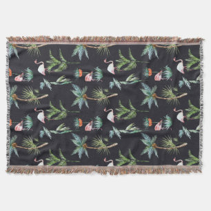 Watercolor Palm Pattern Throw Blanket