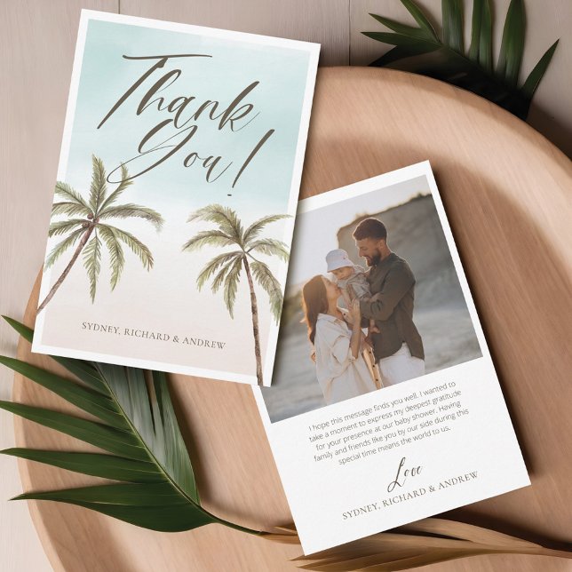 Watercolor Palm Tree Baby Shower Thank You (Creator Uploaded)