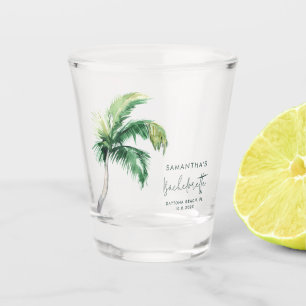 Watercolor Palm Tree Bachelorette Night Party Shot Glass