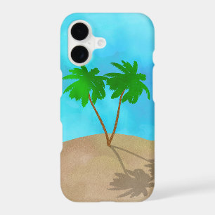 Watercolor Palm Tree Beach Scene Collage