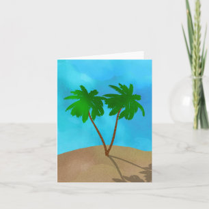 Watercolor Palm Tree Beach Scene Collage Card