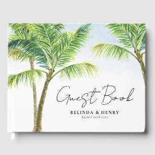 Watercolor Palm Tree Beach Wedding Guest Book