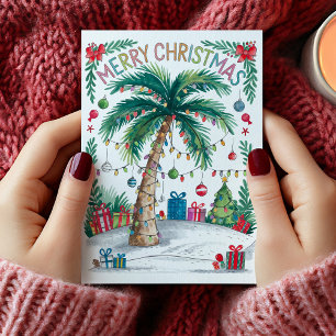 Watercolor Palm Tree Chistmas Card