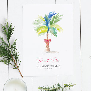 Watercolor Palm Tree Christmas Card, Holiday Card