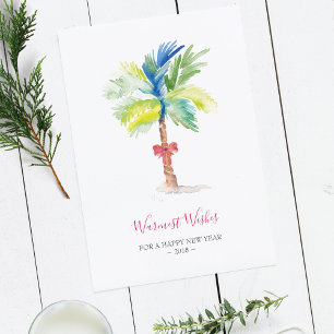 Watercolor Palm Tree Company Holiday Card,
