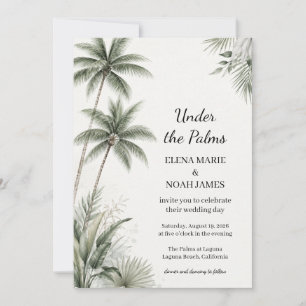 Watercolor Palm Tree Destination Wedding Invitation