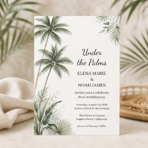 Watercolor Palm Tree Destination Wedding Invitation