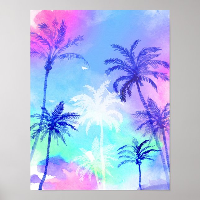 Watercolor palm tree nature poster (Front)