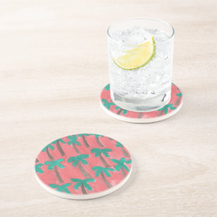 Watercolor Palm Tree Pattern Coaster