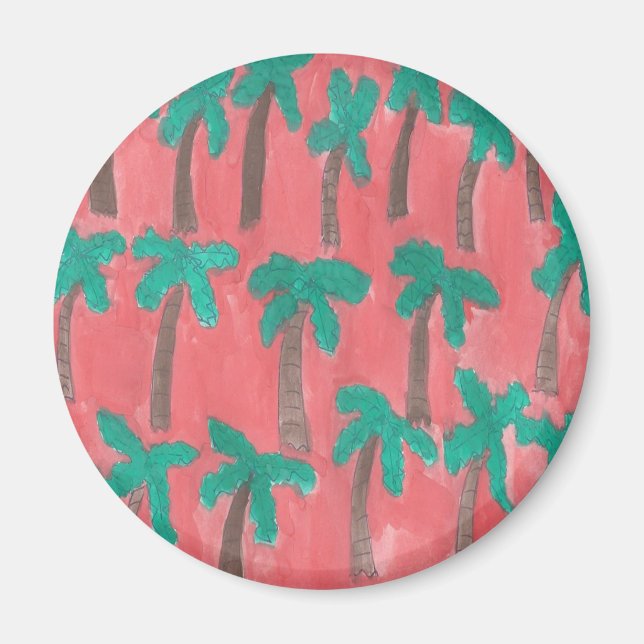Watercolor Palm Tree Pattern Magnet (Front)