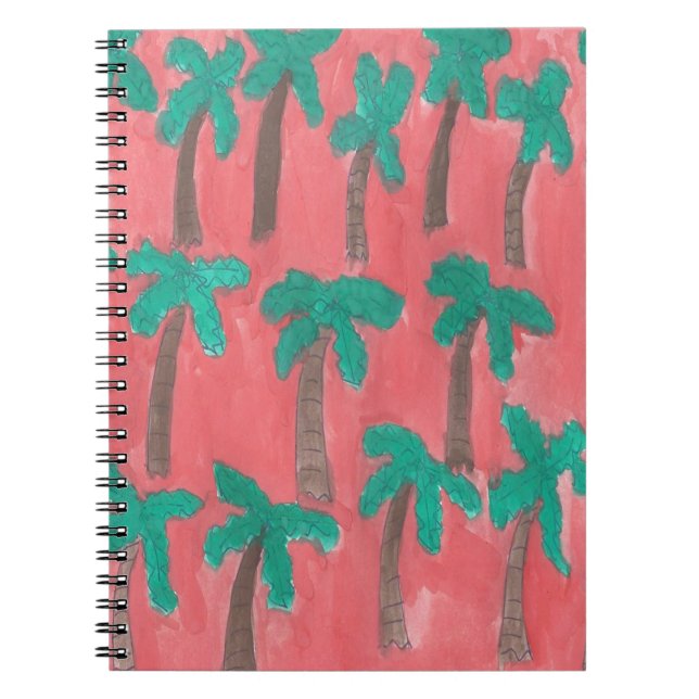 Watercolor Palm Tree Pattern Notebook (Front)