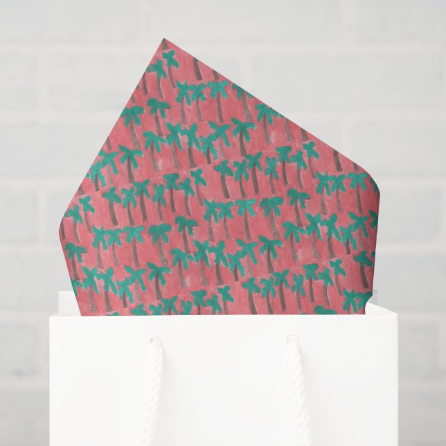 Watercolor Palm Tree Pattern Tissue Paper (Gift Bag)