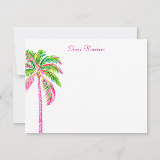 Watercolor Palm Tree Preppy Tropical Stationery Card