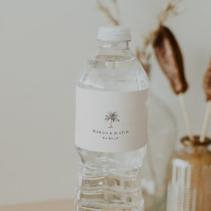 Watercolor Palm Tree Water Bottle Label