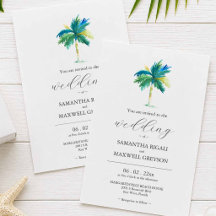 Watercolor Palm Tree Wedding Invitation