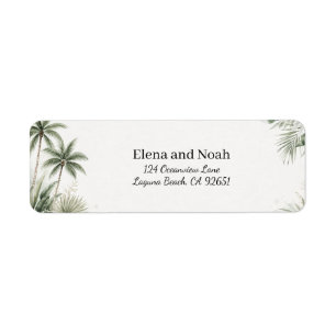 Watercolor Palm Tree Wedding Return Address Label