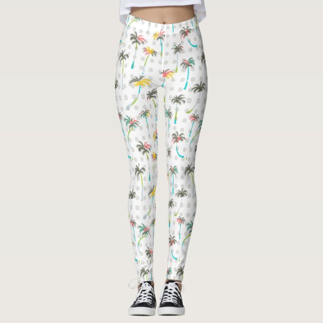 Watercolor Palm Trees 2 Leggings (Front)