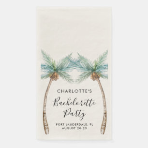 Watercolor Palm Trees Bachelorette Party Napkin
