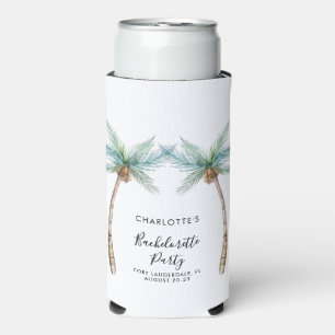 Watercolor Palm Trees Bachelorette Party Seltzer Can Cooler