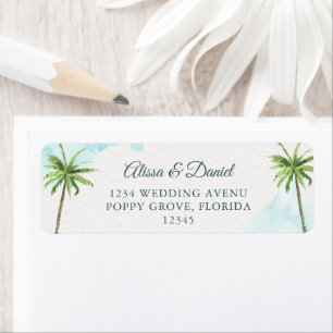 Watercolor Palm Trees Beach Return Address Label