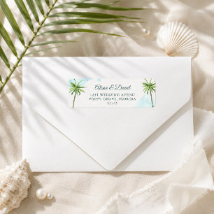 Watercolor Palm Trees Beach Return Address Label