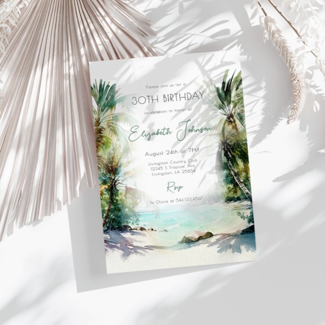 Watercolor Palm Trees Birthday Invitation (Creator Uploaded)
