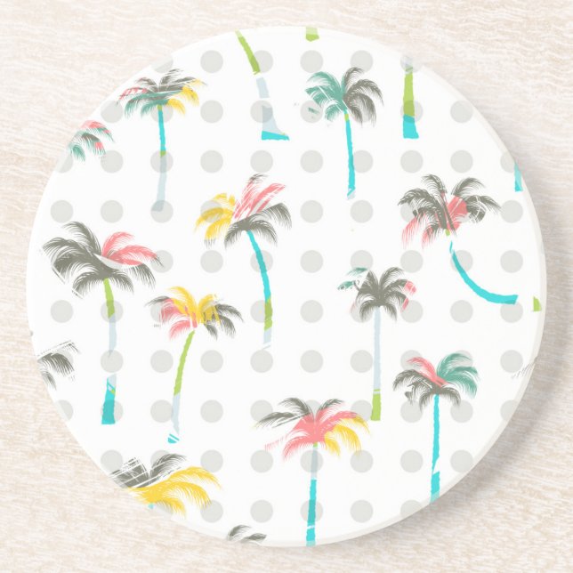 Watercolor Palm Trees Coaster (Front)