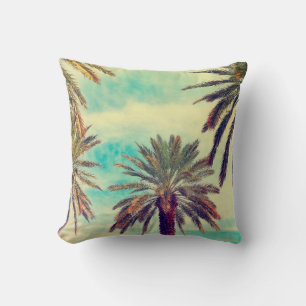 Watercolor palm trees in sunny day cushion