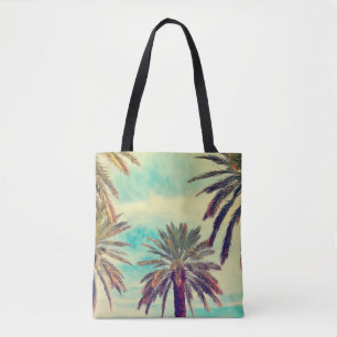Watercolor palm trees in sunny day tote bag